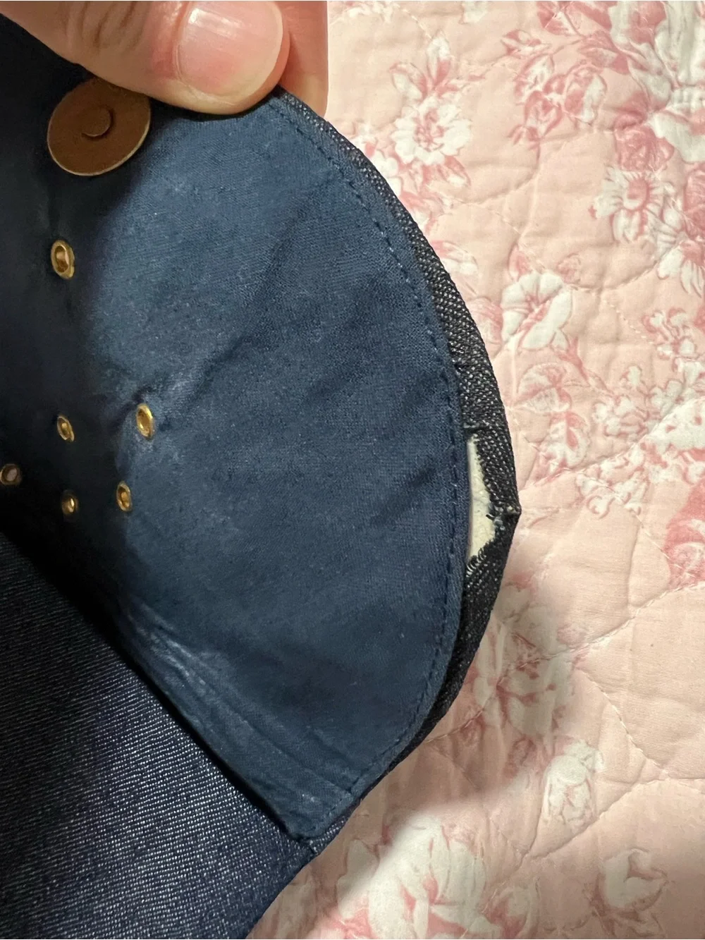 Embellished Dark Blue Denim Crossbody Bag